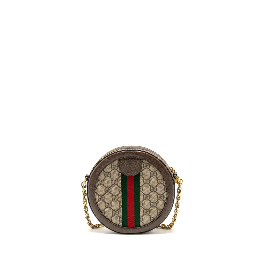 GUCCI OPHIDIA GG ROUND SHOULDER CROSSBODY BAG GG SUPREME CANVAS GHW