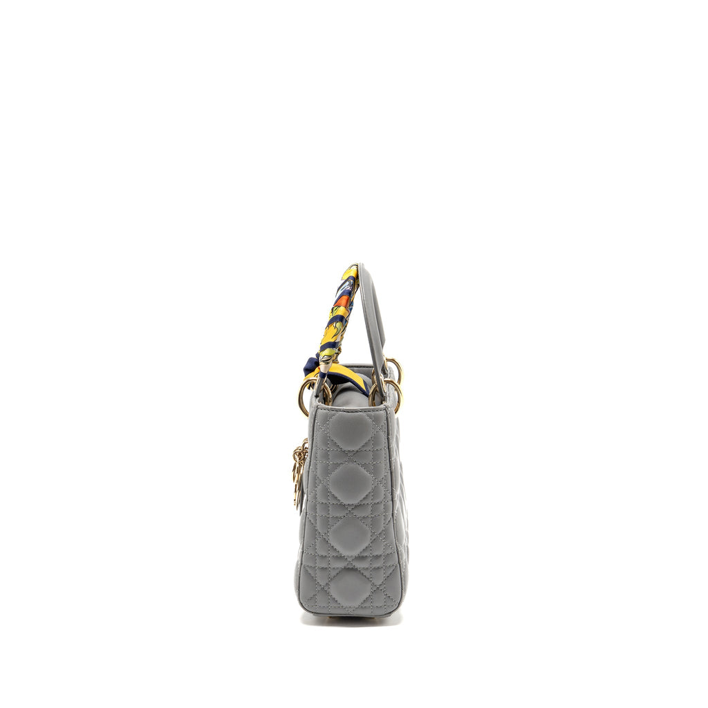 DIOR SMALL LADY DIOR MY ABCDIOR BAG CANNAGE LAMBSKIN GREY LGHW
