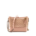 CHANEL CHEVRON GABRIELLE HOBO BAG CALFSKIN PINK BEIGE MULTICOLOUR HARDWARE