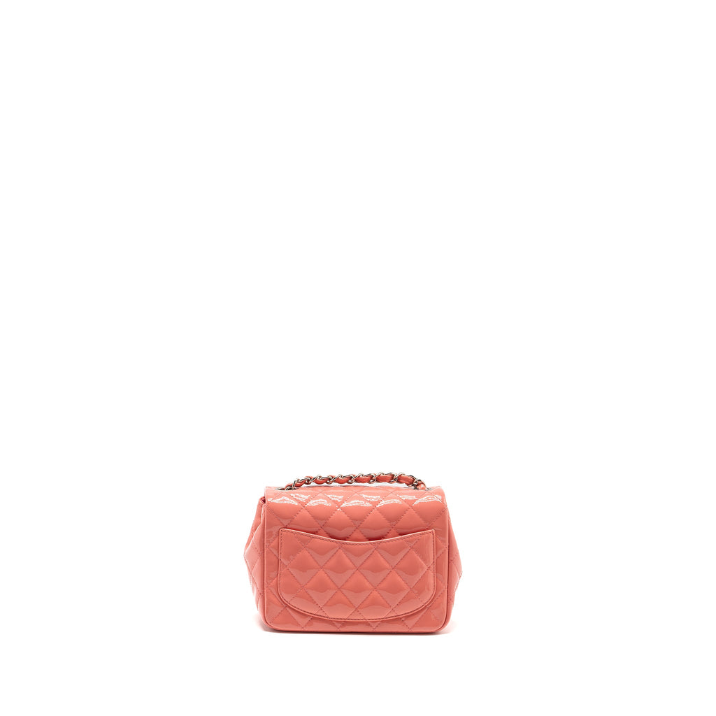 CHANEL MINI SQUARE FLAP BAG PATENT PINK SHW