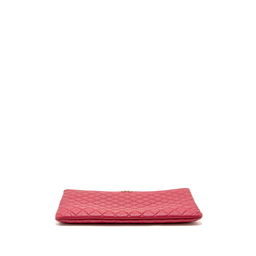 CHANEL LARGE BOY O CASE ZIP POUCH CAVIAR PINK LGHW