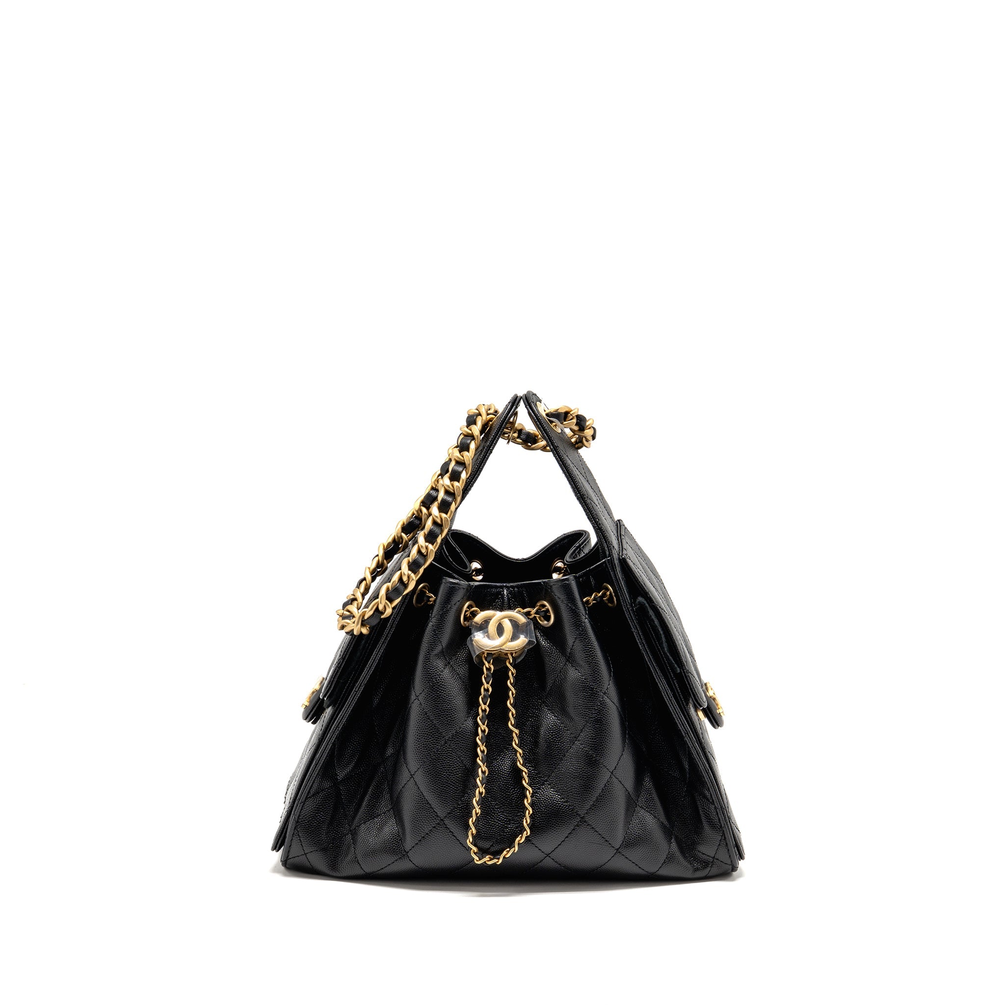 CHANEL SMALL 25 HANDBAG GRAINED CALFSKIN BLACK GHW (MICROCHIP)