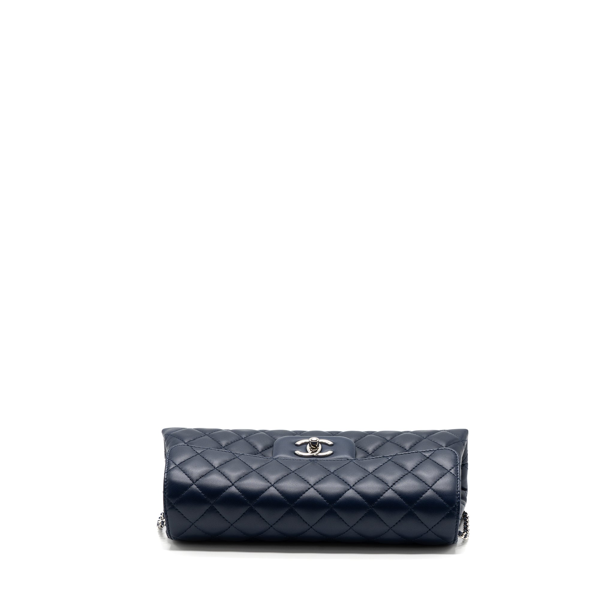 CHANEL QUILTED LONG FLAP BAG LAMBSKIN DARK BLUE SHW