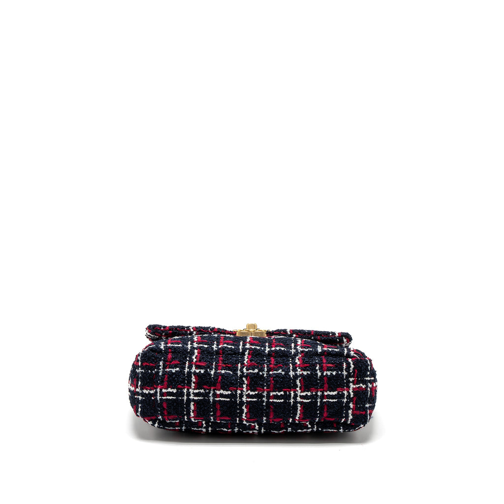CHANEL SMALL 19 BAG TWEED BLACK/RED/WHITE MULTICOLOUR HARDWARE