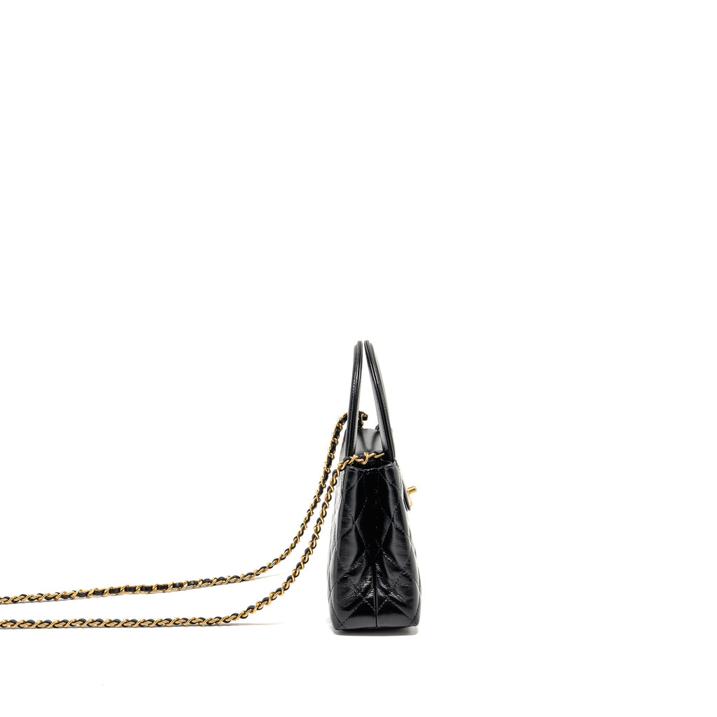 CHANEL MINI KELLY SHOPPING TOTE BAG CALFSKIN BLACK GHW (MICROCHIP)