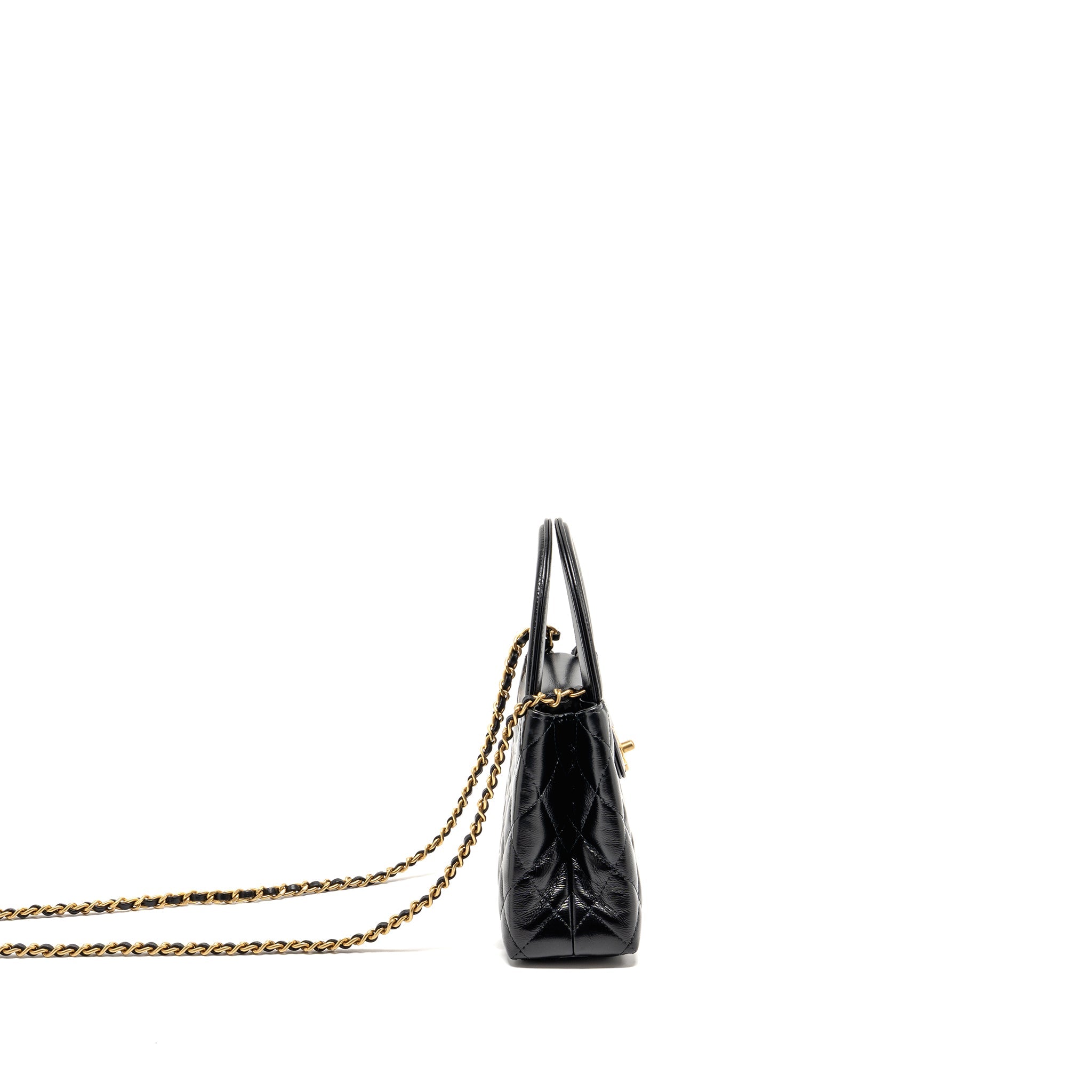 CHANEL MINI KELLY SHOPPING TOTE BAG CALFSKIN BLACK GHW (MICROCHIP)