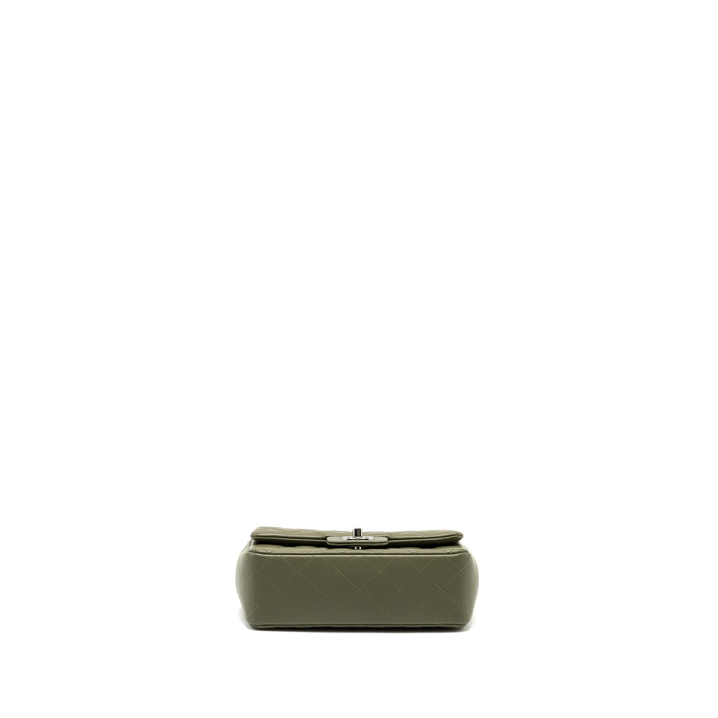 CHANEL MINI RECTANGULAR FLAP BAG LAMBSKIN GREEN SHW (MICROCHIP)