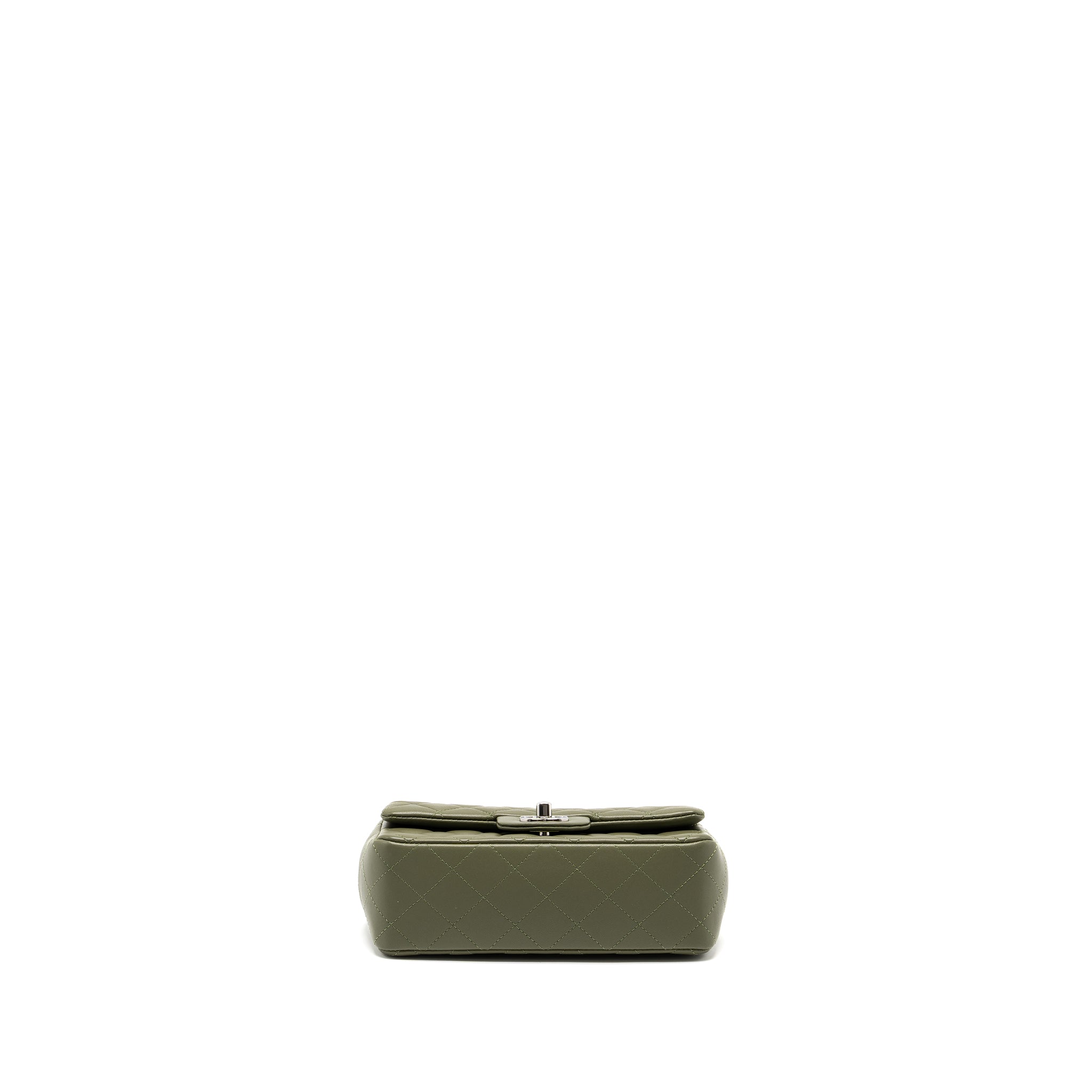 CHANEL MINI RECTANGULAR FLAP BAG LAMBSKIN GREEN SHW (MICROCHIP)