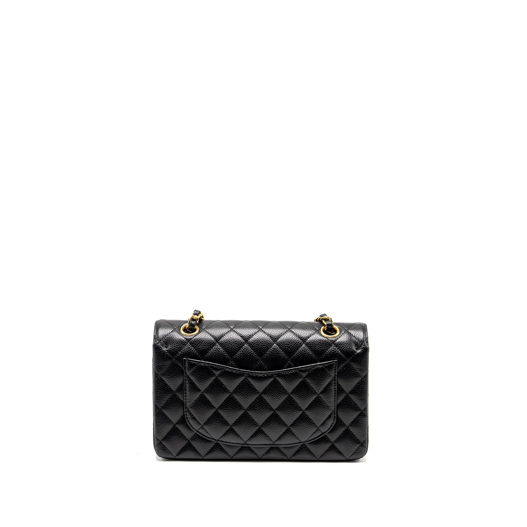 CHANEL SMALL CLASSIC DOUBLE FLAP BAG CAVIAR BLACK GHW (MICROCHIP)
