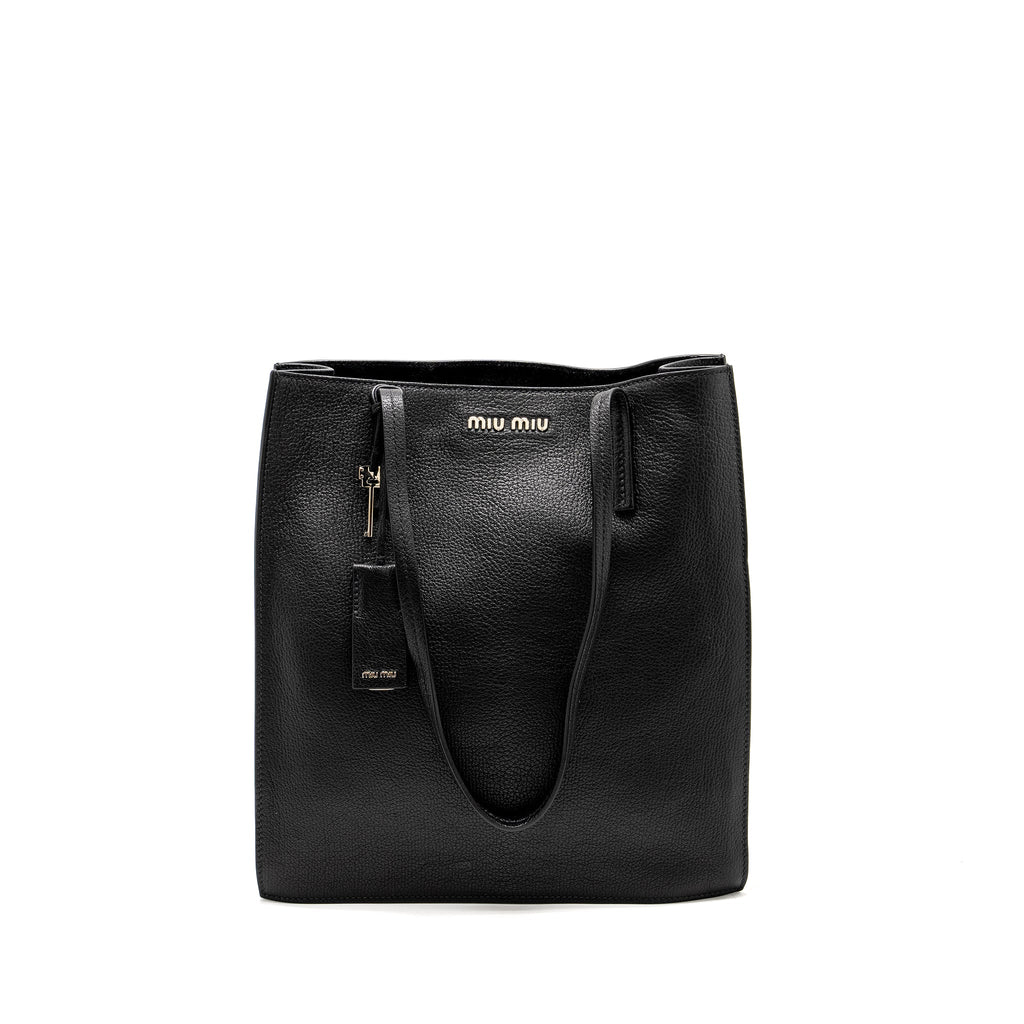 MIU MIU TOTE BAG LEATHER BLACK SHW