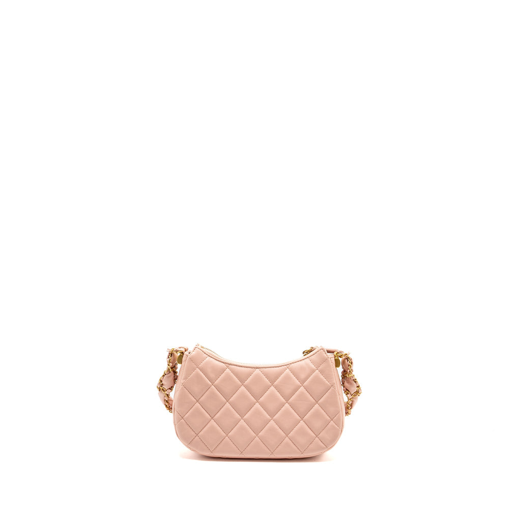 CHANEL 23K SMALL HOBO BAG CALFSKIN PINK GHW (MICROCHIP)
