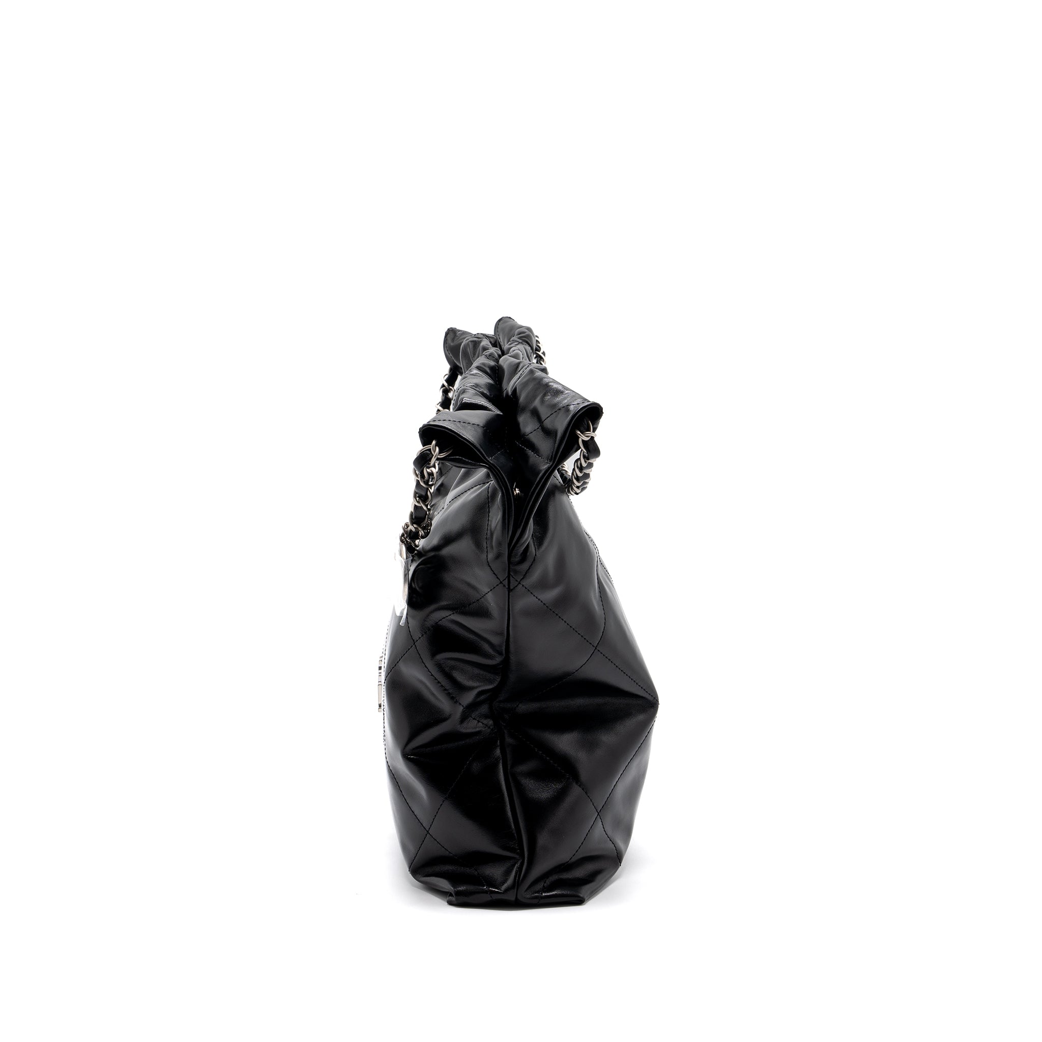 CHANEL MEDIUM 22 BAG SHINY CALFSKIN BLACK SHW (MICROCHIP)