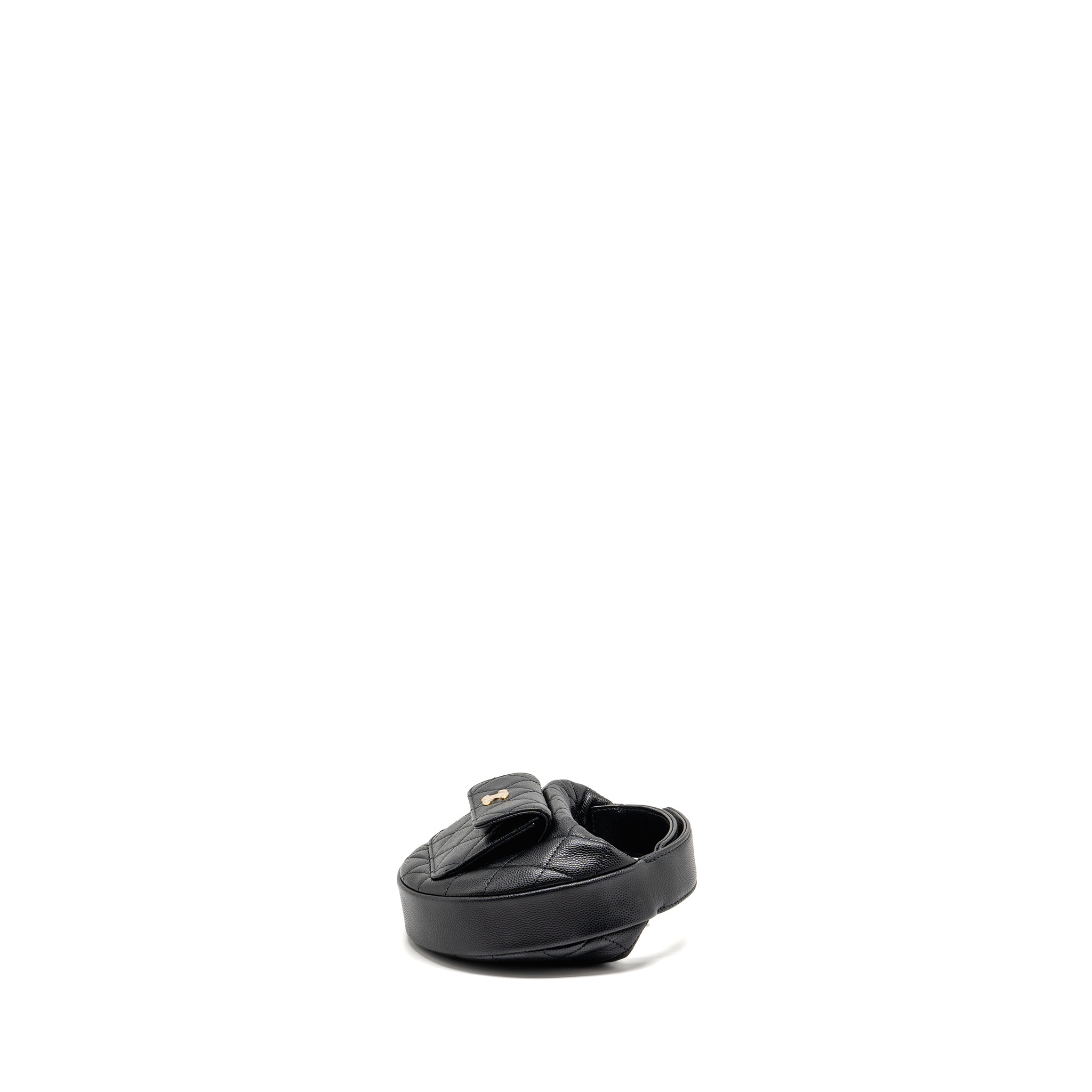 CHANEL 23B ROUND CLUTCH CAVIAR BLACK LGHW (MICROCHIP)