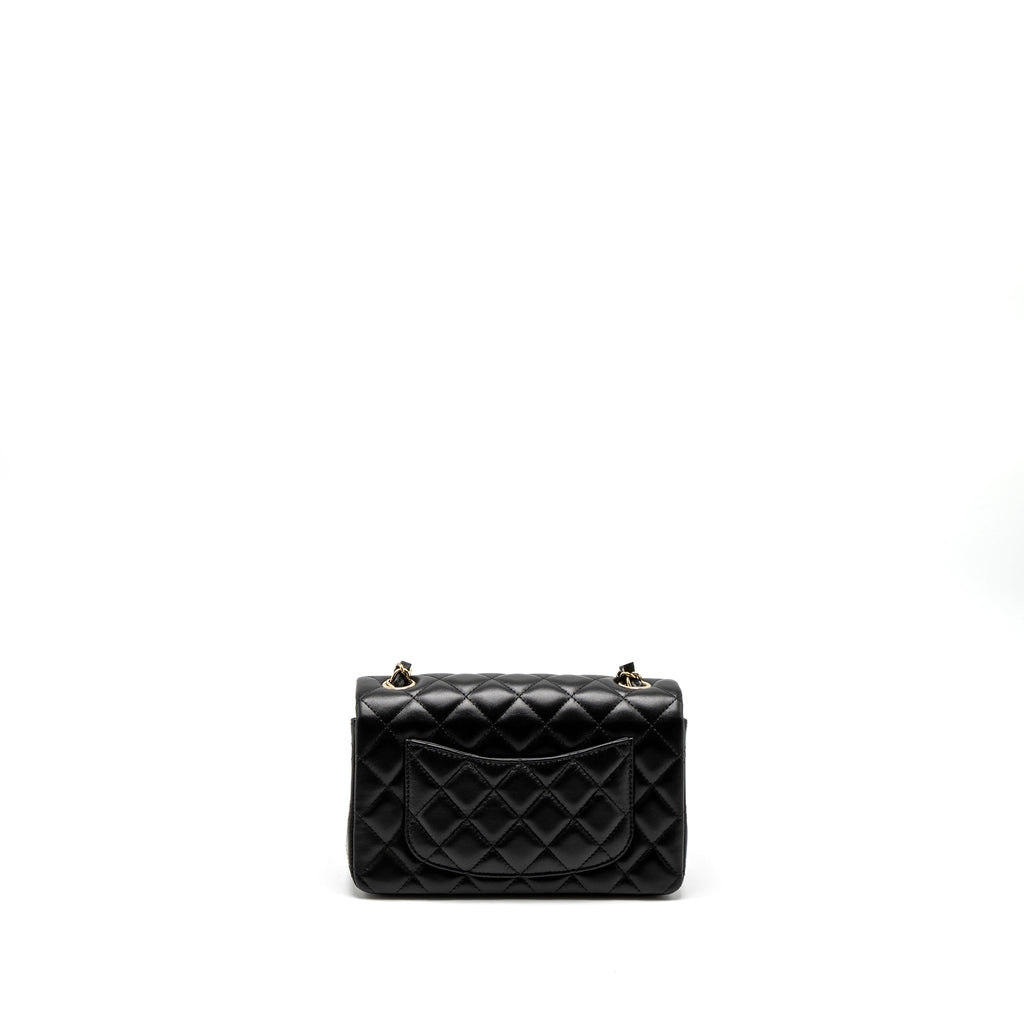 CHANEL CLASSIC MINI RECTANGULAR FLAP BAG LAMBSKIN BLACK LGHW (MICROCHIP)