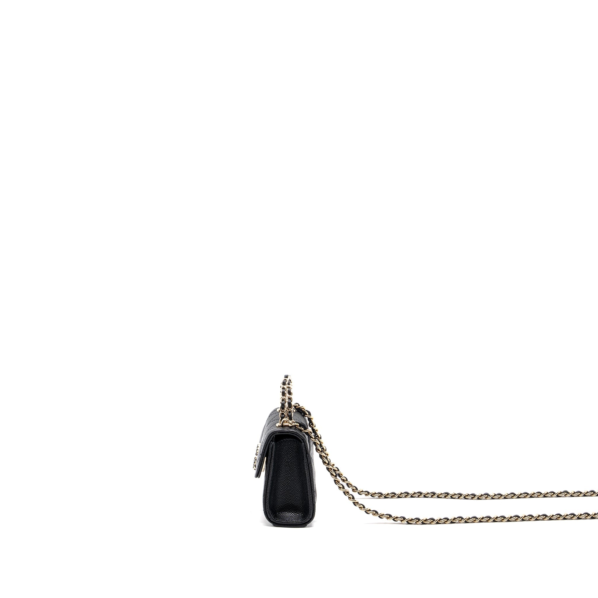 CHANEL MINI TOP HANDLE FLAP BAG CAVIAR BLACK LGHW (MICROCHIP)