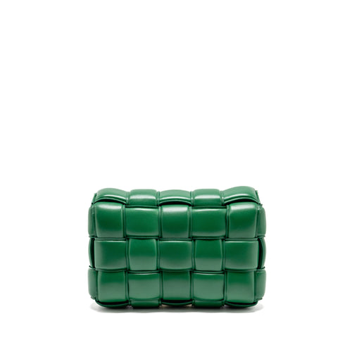 BOTTEGA VENETA PADDED CASSETTE INTRECCIO NAPPA LAMBSKIN GREEN GHW