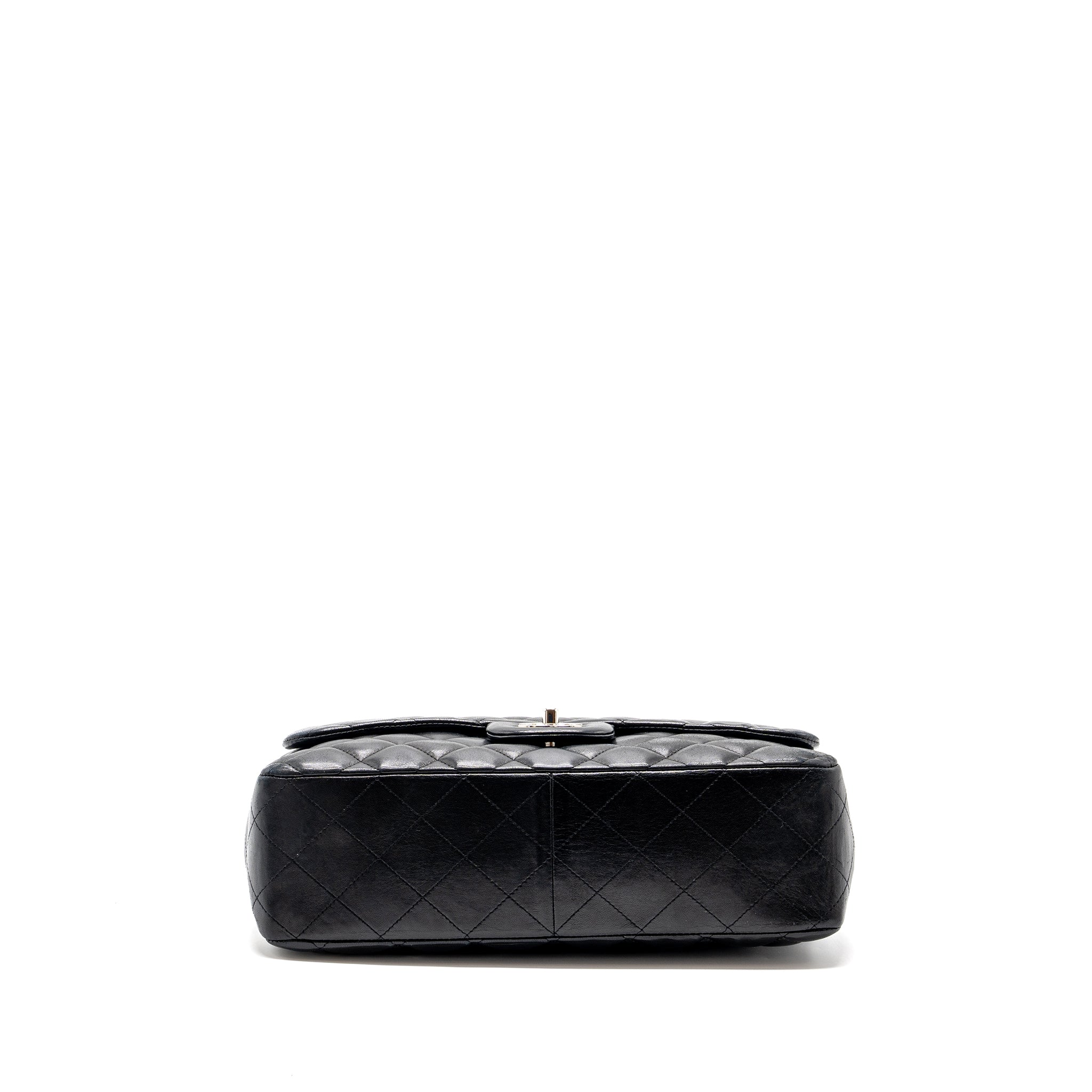 CHANEL CLASSIC JUMBO SINGLE FLAP BAG LAMBSKIN BLACK SHW
