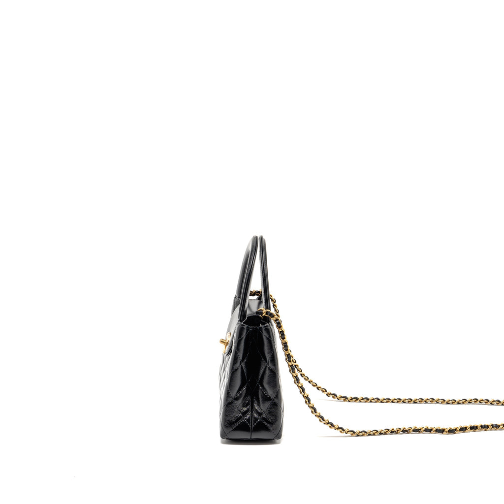 CHANEL MINI KELLY SHOPPING TOTE BAG CALFSKIN BLACK GHW (MICROCHIP)