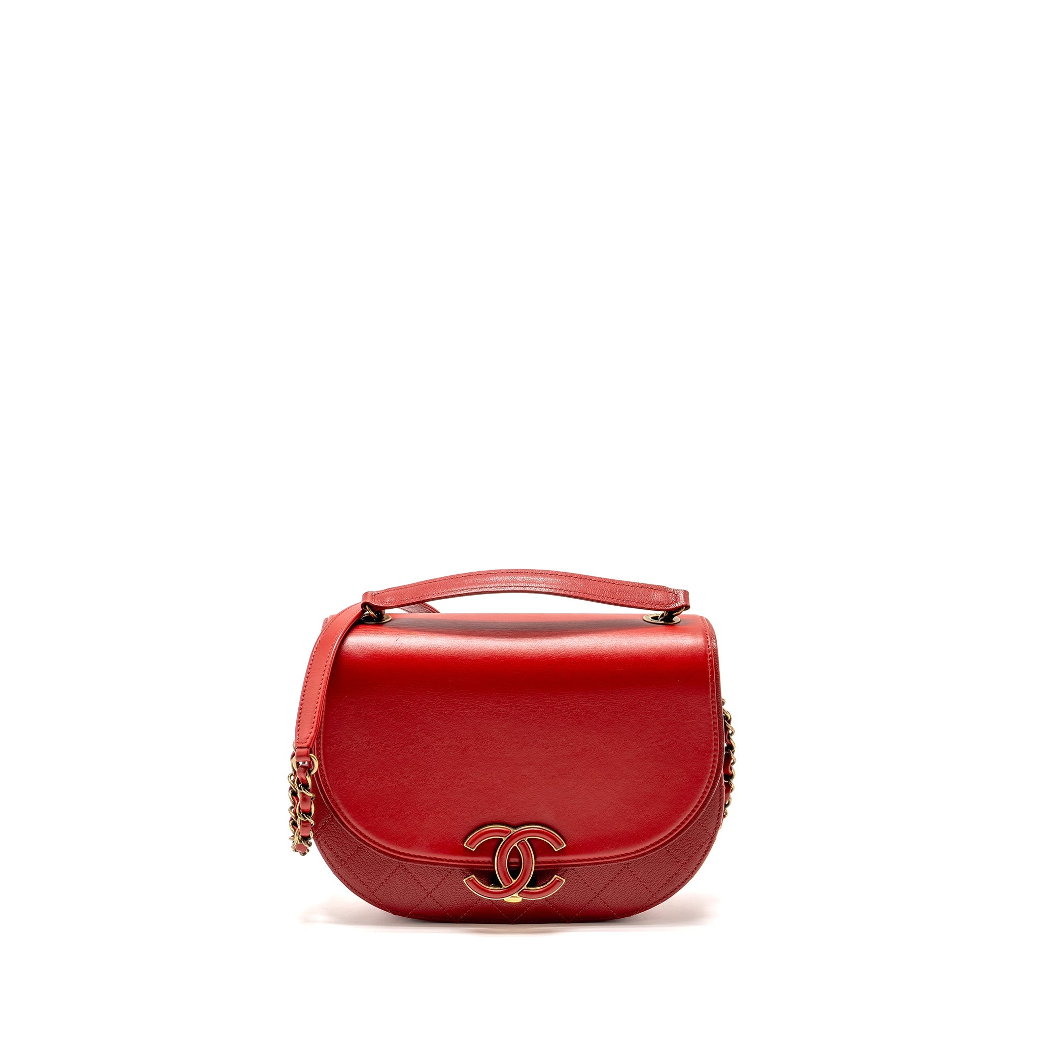 CHANEL MEDIUM COCO CURVE FLAP BAG CALFSKIN RED GHW