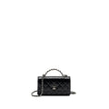 CHANEL CRYSTAL TOP HANDLE MINI FLAP BAG CALFSKIN BLACK WITH BLACK HARDWARE (MICROCHIP)
