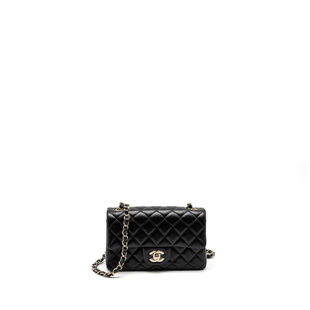 CHANEL CLASSIC MINI RECTANGULAR FLAP BAG LAMBSKIN BLACK LGHW (MICROCHIP)