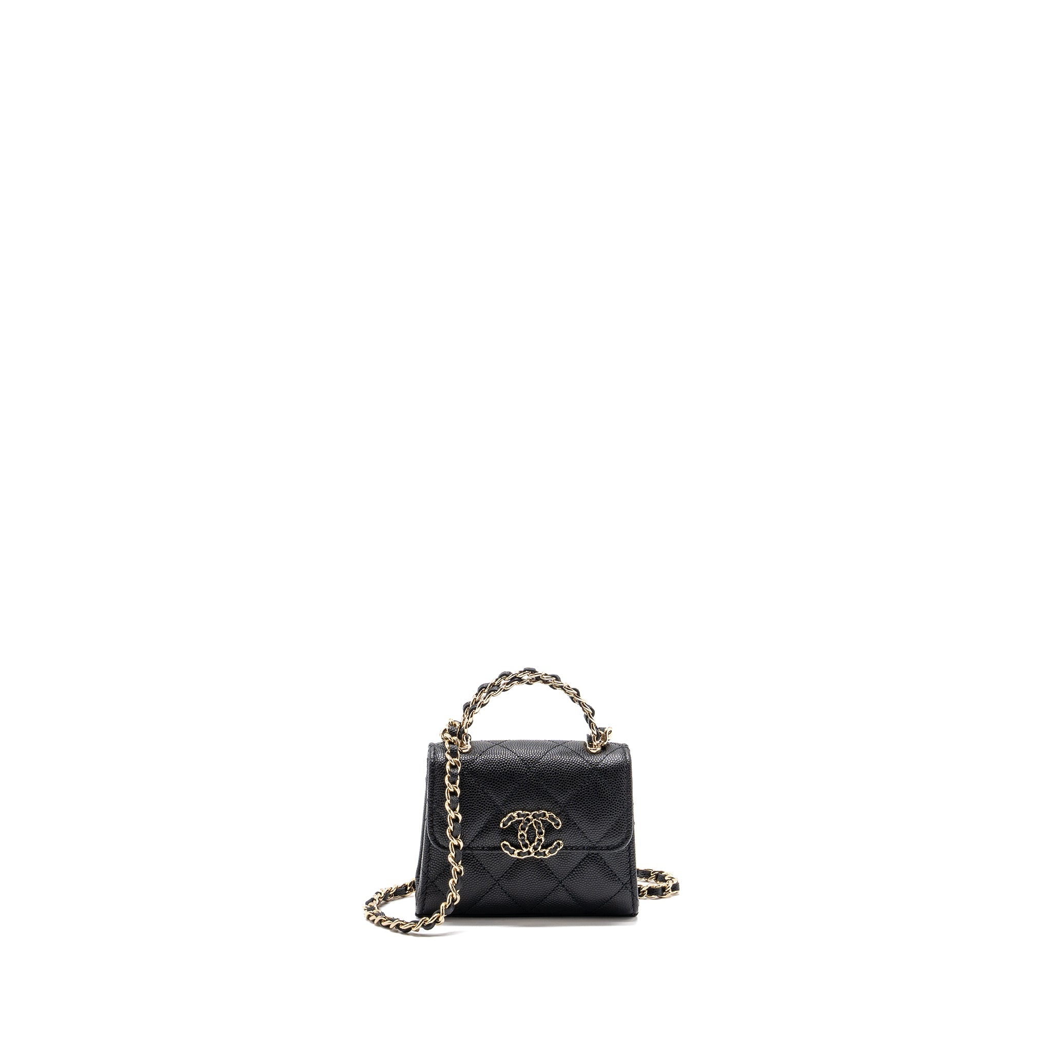 CHANEL MINI TOP HANDLE FLAP BAG CAVIAR BLACK LGHW (MICROCHIP)