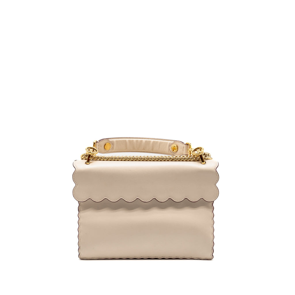 FENDI KAN I FLAP BAG CALFSKIN LEATHER CREAM WHITE LGHW