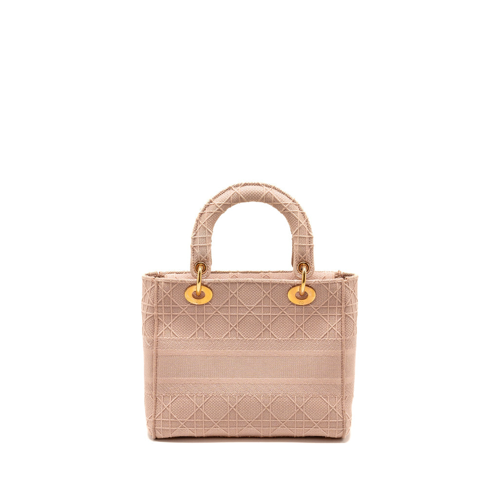 DIOR MEDIUM LADY D-LITE BAG CANNAGE EMBROIDERY ROSEWOOD PINK HARDWARE