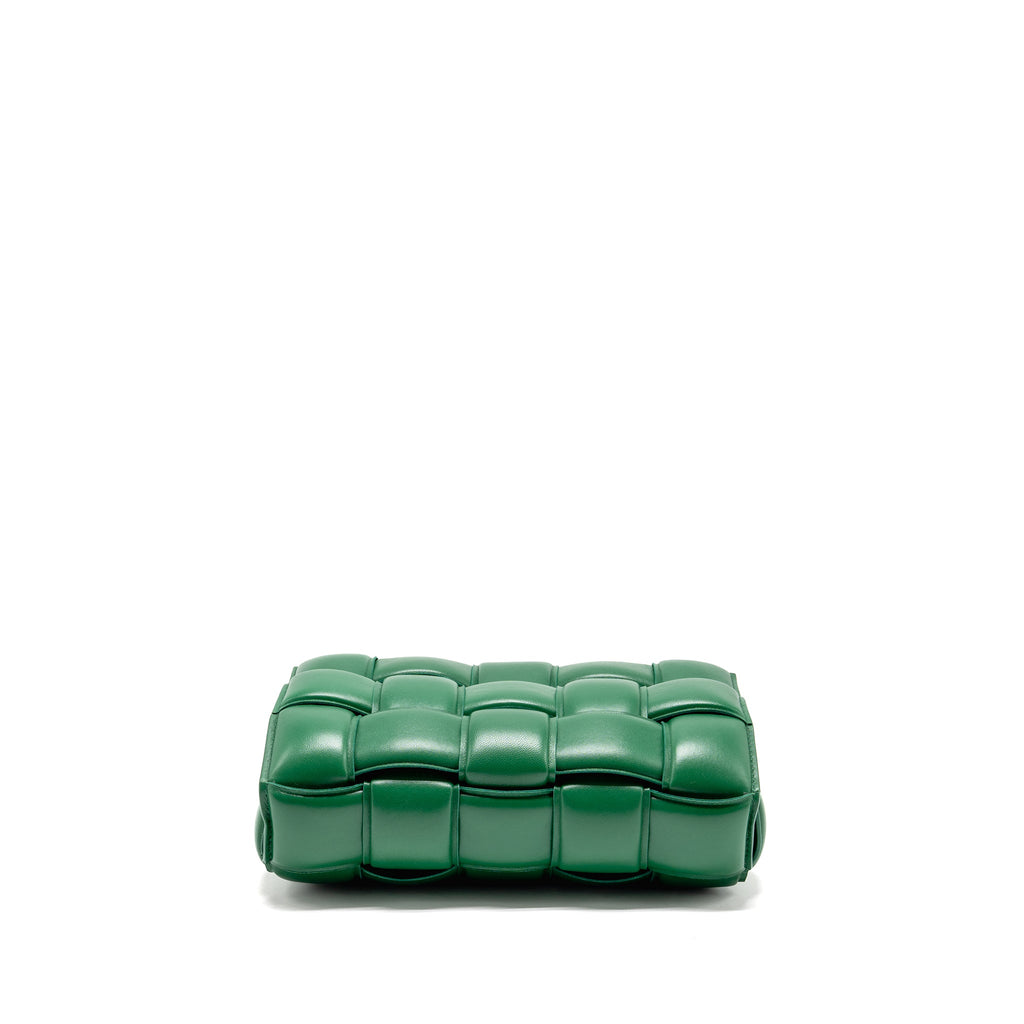 BOTTEGA VENETA PADDED CASSETTE INTRECCIO NAPPA LAMBSKIN GREEN GHW