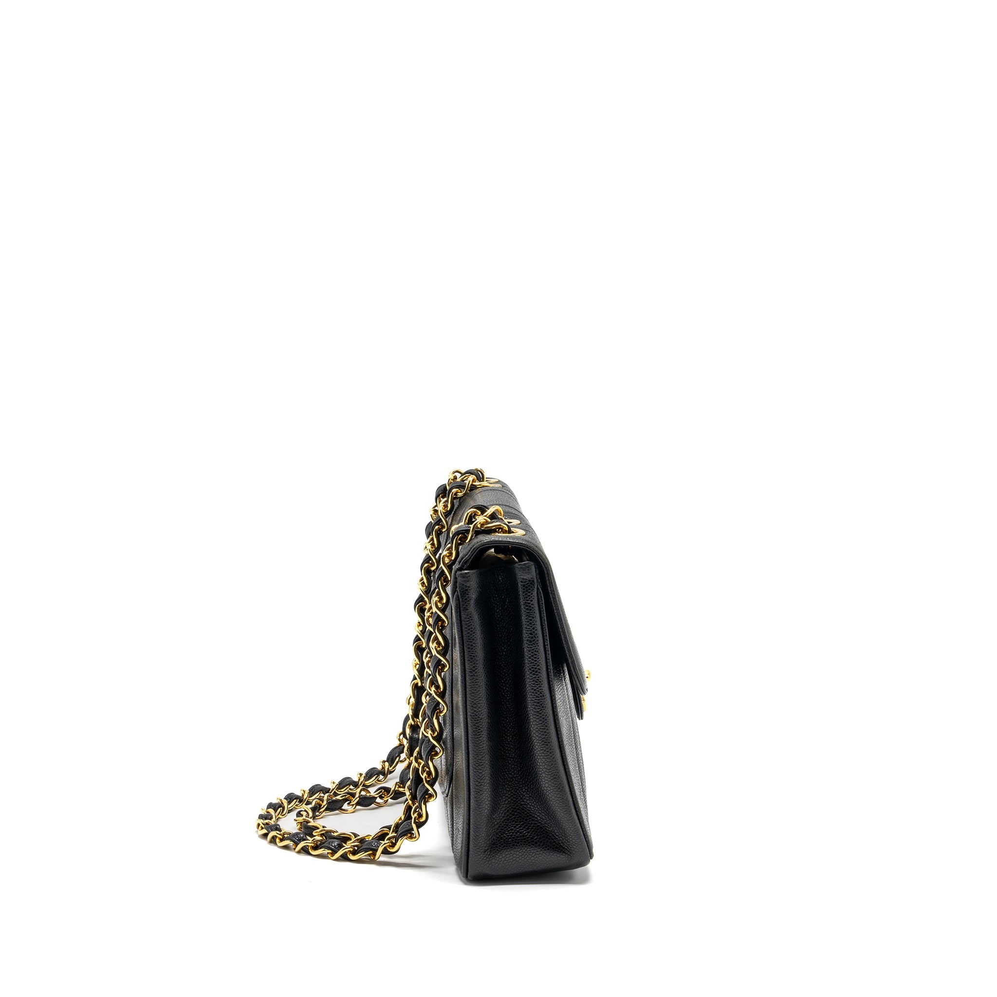 CHANEL VINTAGE VERTICAL JUMBO FLAP BAG CAVIAR BLACK GHW