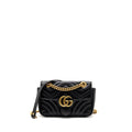 GUCCI MINI GG MARMONT FLAP BAG CALFSKIN BLACK GHW