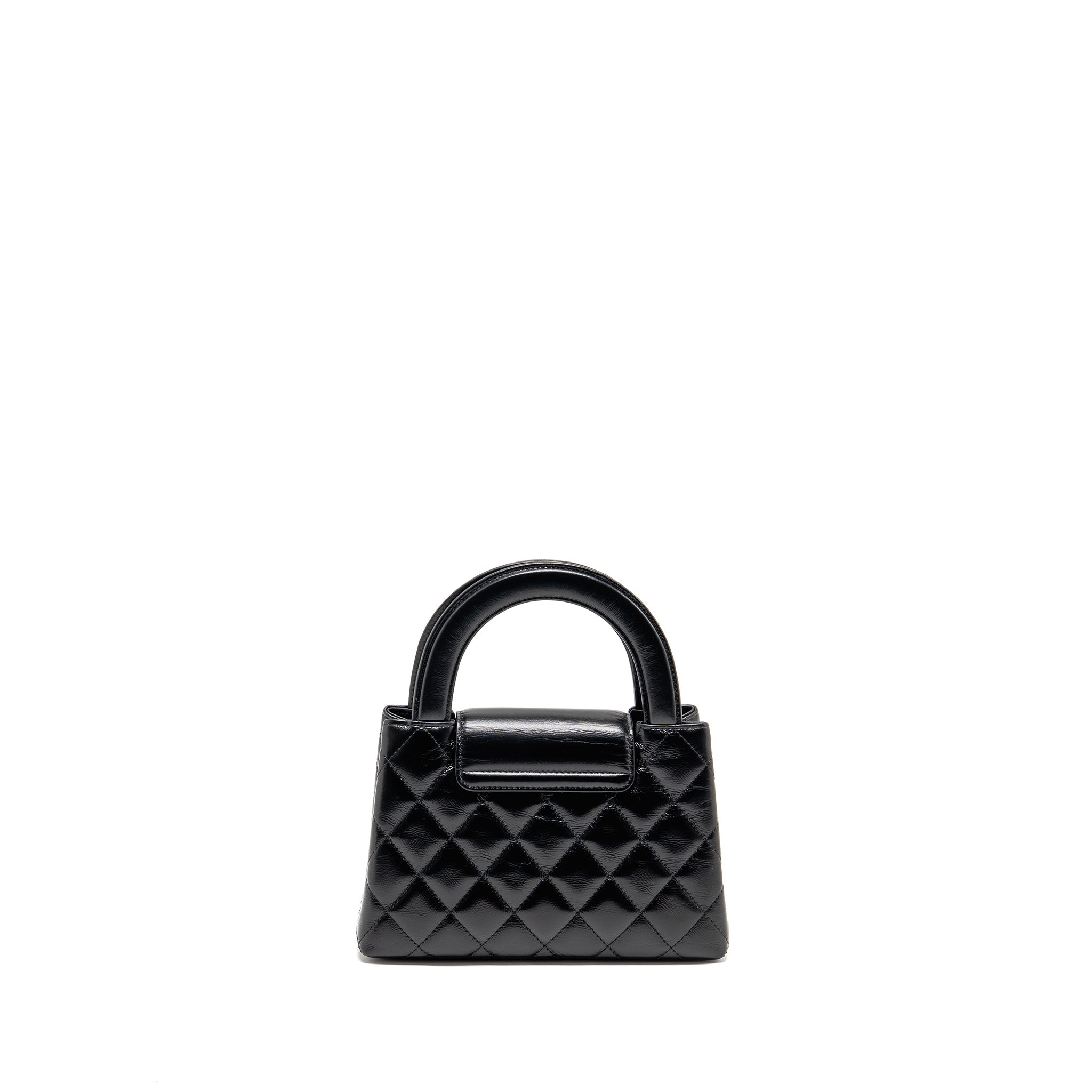 CHANEL MINI KELLY SHOPPING TOTE BAG CALFSKIN BLACK GHW (MICROCHIP)