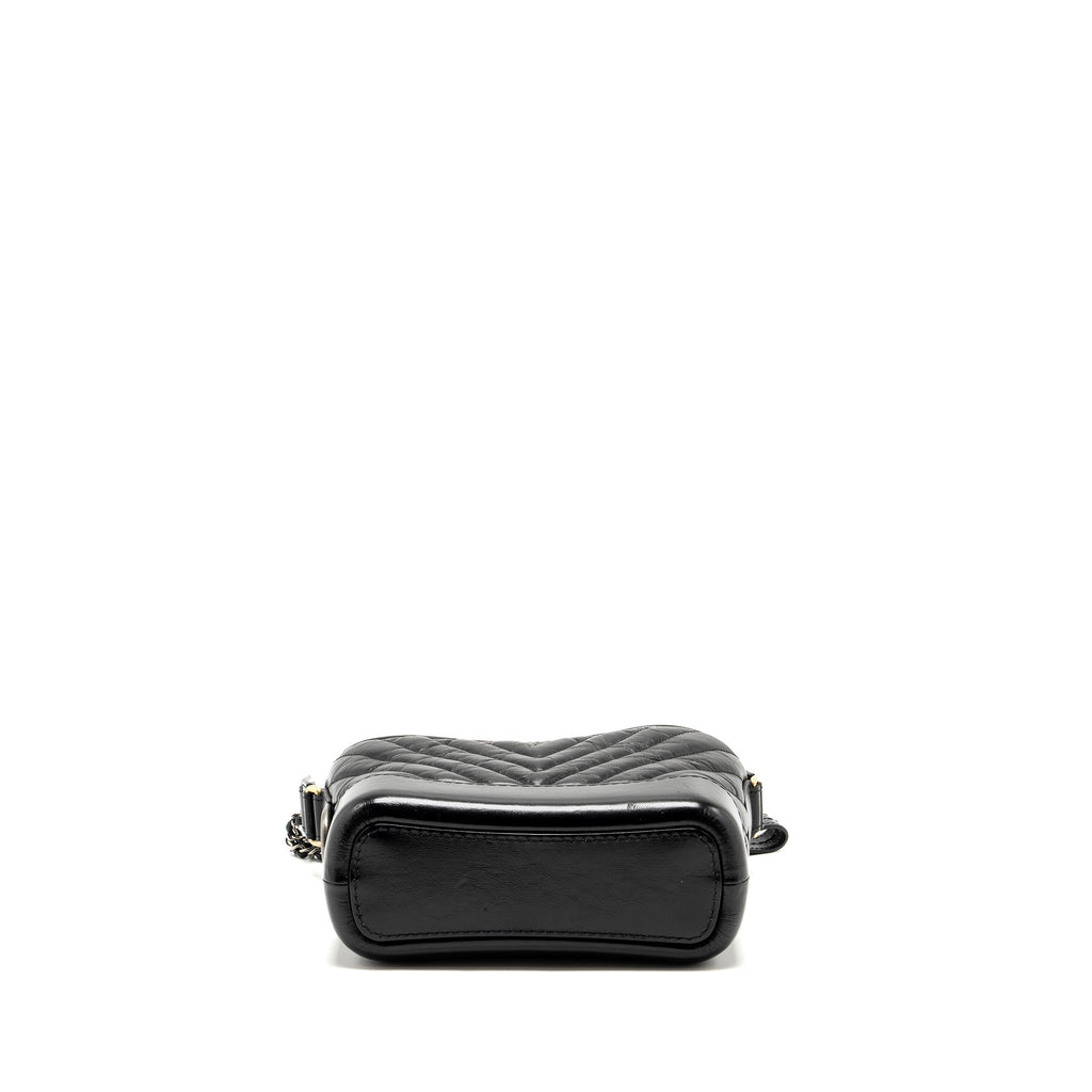 CHANEL SMALL GABRIELLE  HOBO BAG CHEVRON AGED CALFSKIN BLACK MULTICOLOUR HARDWARE
