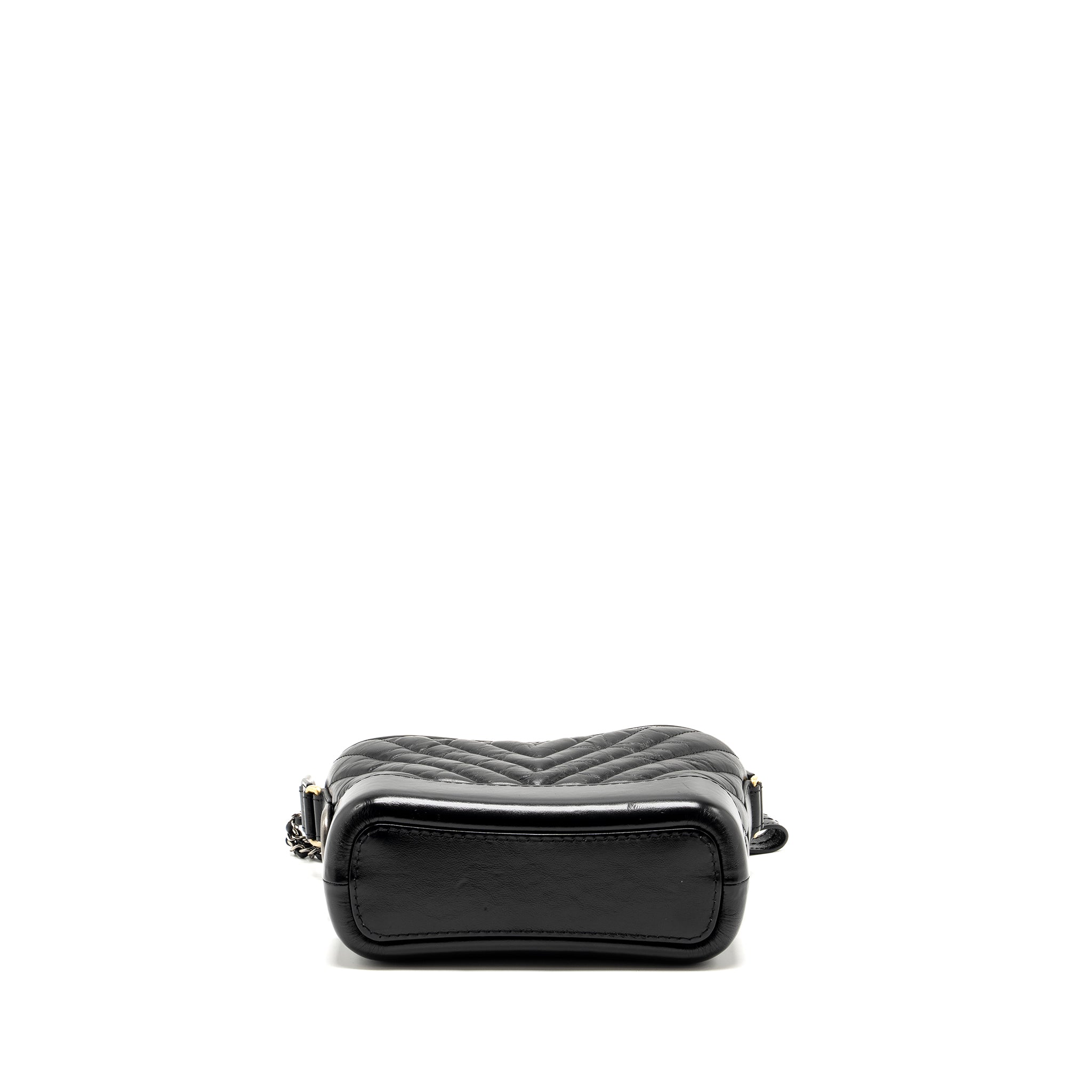 CHANEL SMALL GABRIELLE  HOBO BAG CHEVRON AGED CALFSKIN BLACK MULTICOLOUR HARDWARE