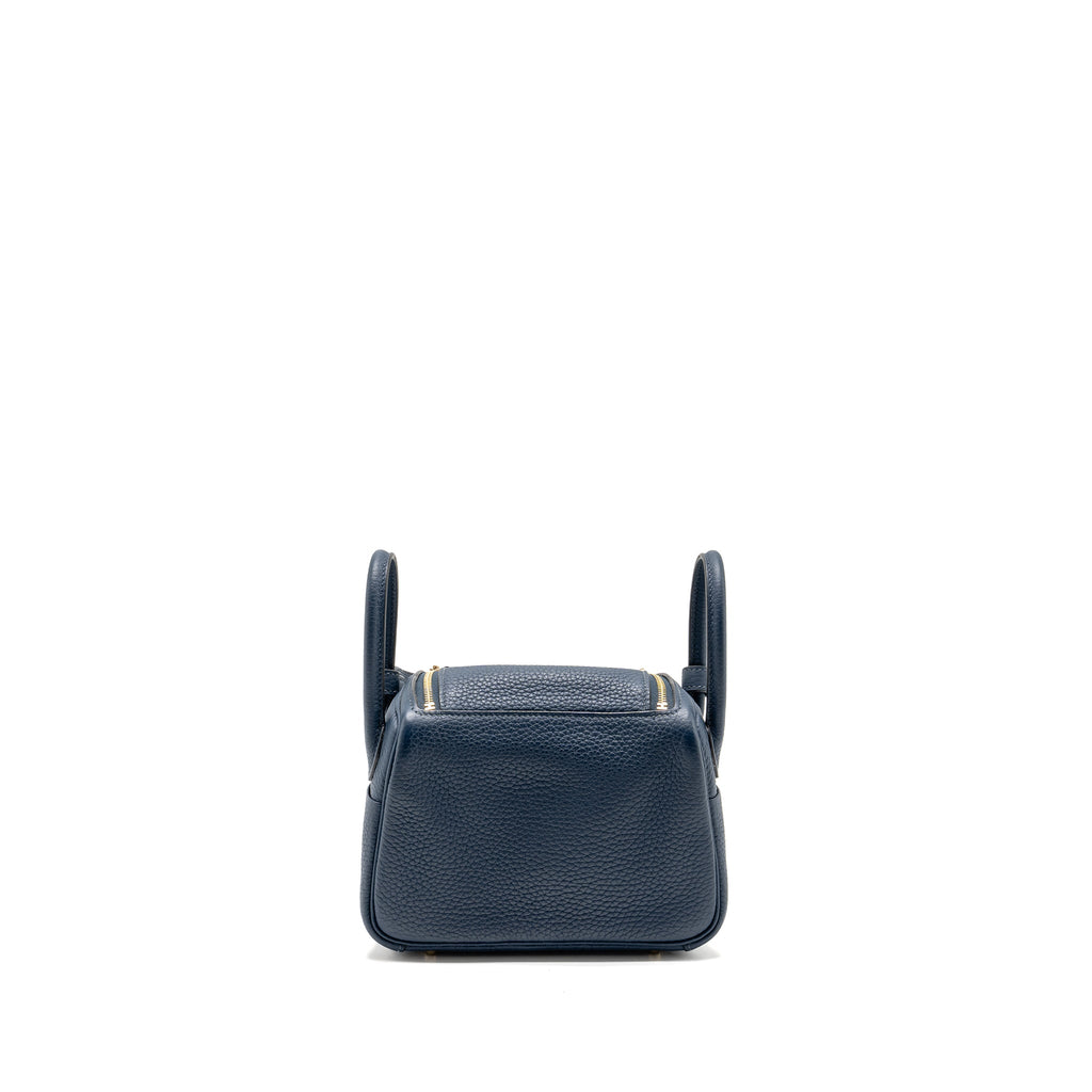 HERMES MINI LINDY CLEMENCE BLEU DE PRUSSE GHW