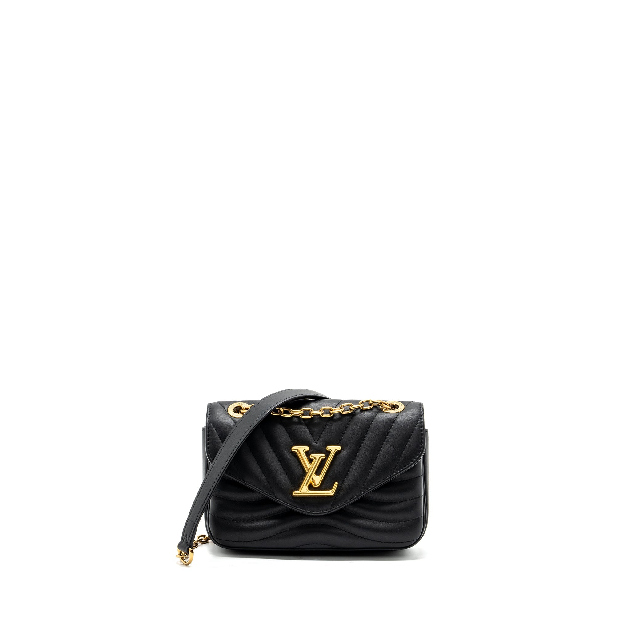 LOUIS VUITTON NEW WAVE PM CHAIN BAG CALFSKIN BLACK GHW (NEW VERSION)