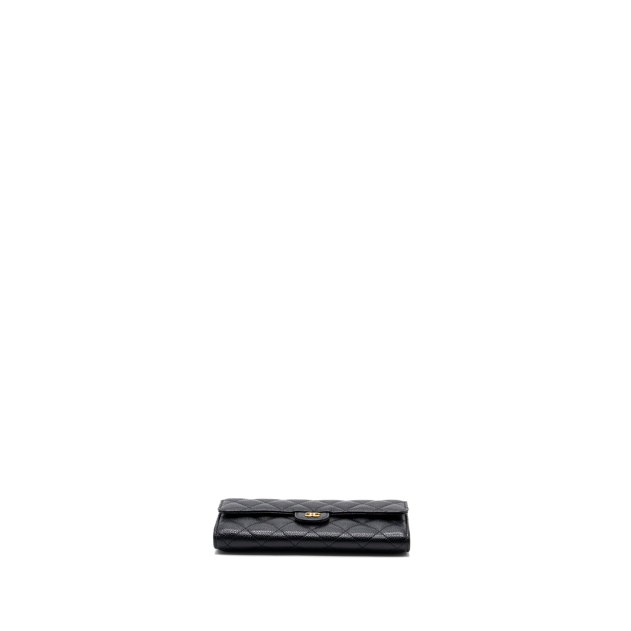 CHANEL CLASSIC FLAP WALLET GRAINED CALFSKIN BLACK GHW