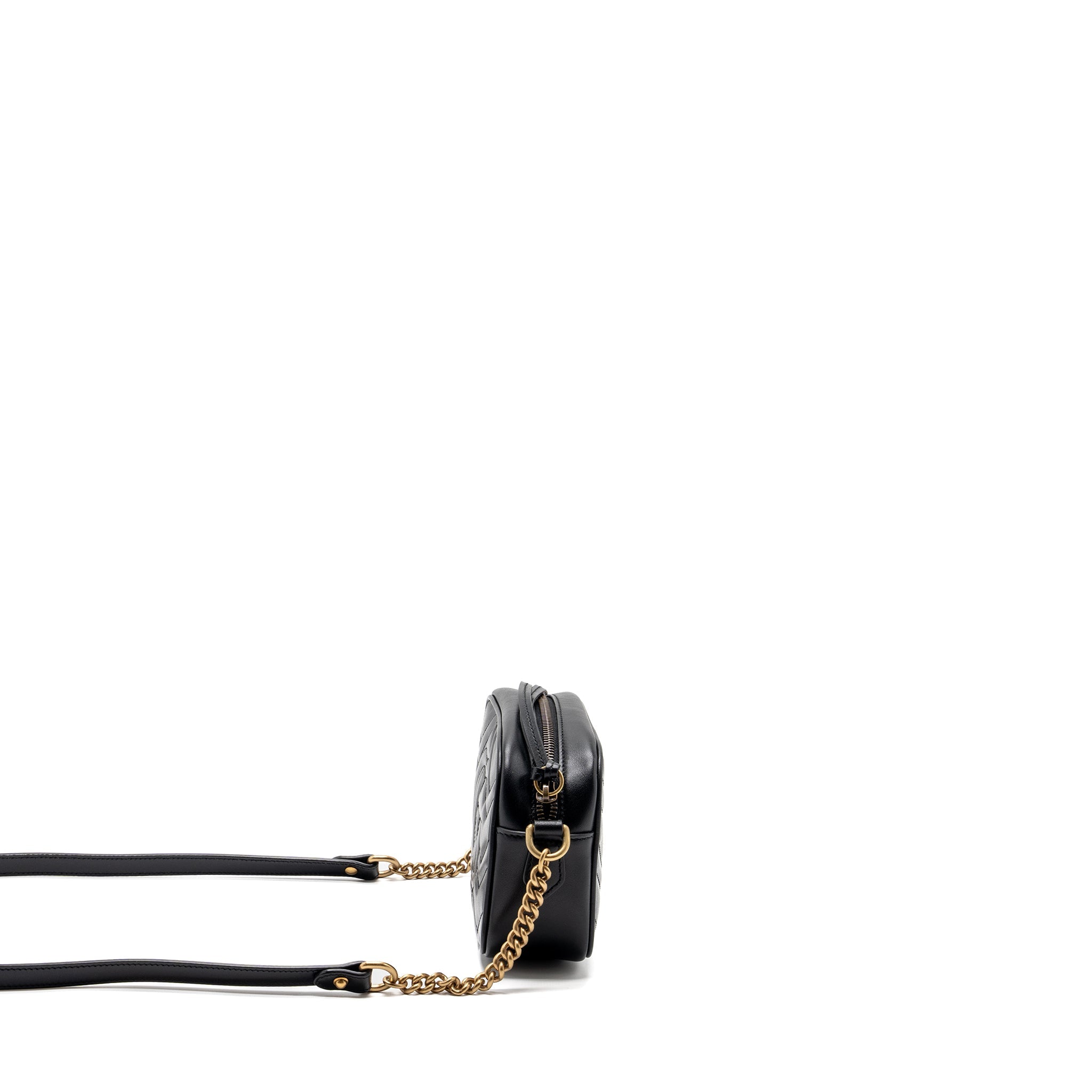 GUCCI GG MARMONT MATELASSE MINI BAG CALFSKIN BLACK GHW