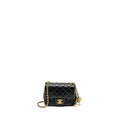 CHANEL PEARL CRUSH MINI SQUARE FLAP BAG LAMBSKIN BLACK GHW (MICROCHIP)