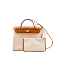 HERMES HERBAG 31 ZIP BAG CANVAS/VACHE HUNTER ECRU-BEIGE/FAUVE GHW