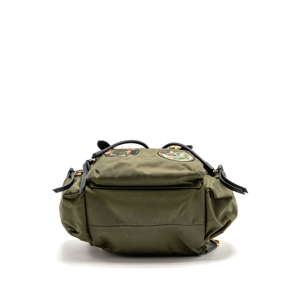 BURBERRY PATCHES RUCKSACK MEDIUM BACKPACK NYLON DARK GREEN GHW