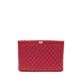CHANEL LARGE BOY O CASE ZIP POUCH CAVIAR PINK LGHW