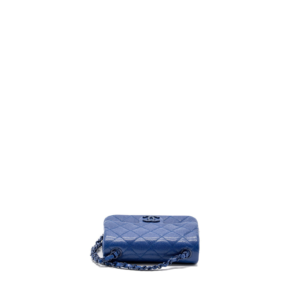 CHANEL SQUARE FLAP BAG CAVIAR BLUE WITH BLUE HARDWARE