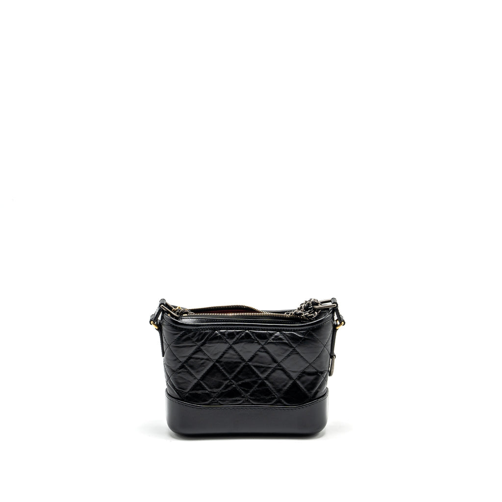 CHANEL SMALL GABRIELLE HOBO BAG AGED CALFSKIN BLACK MULTICOLOUR HARDWARE