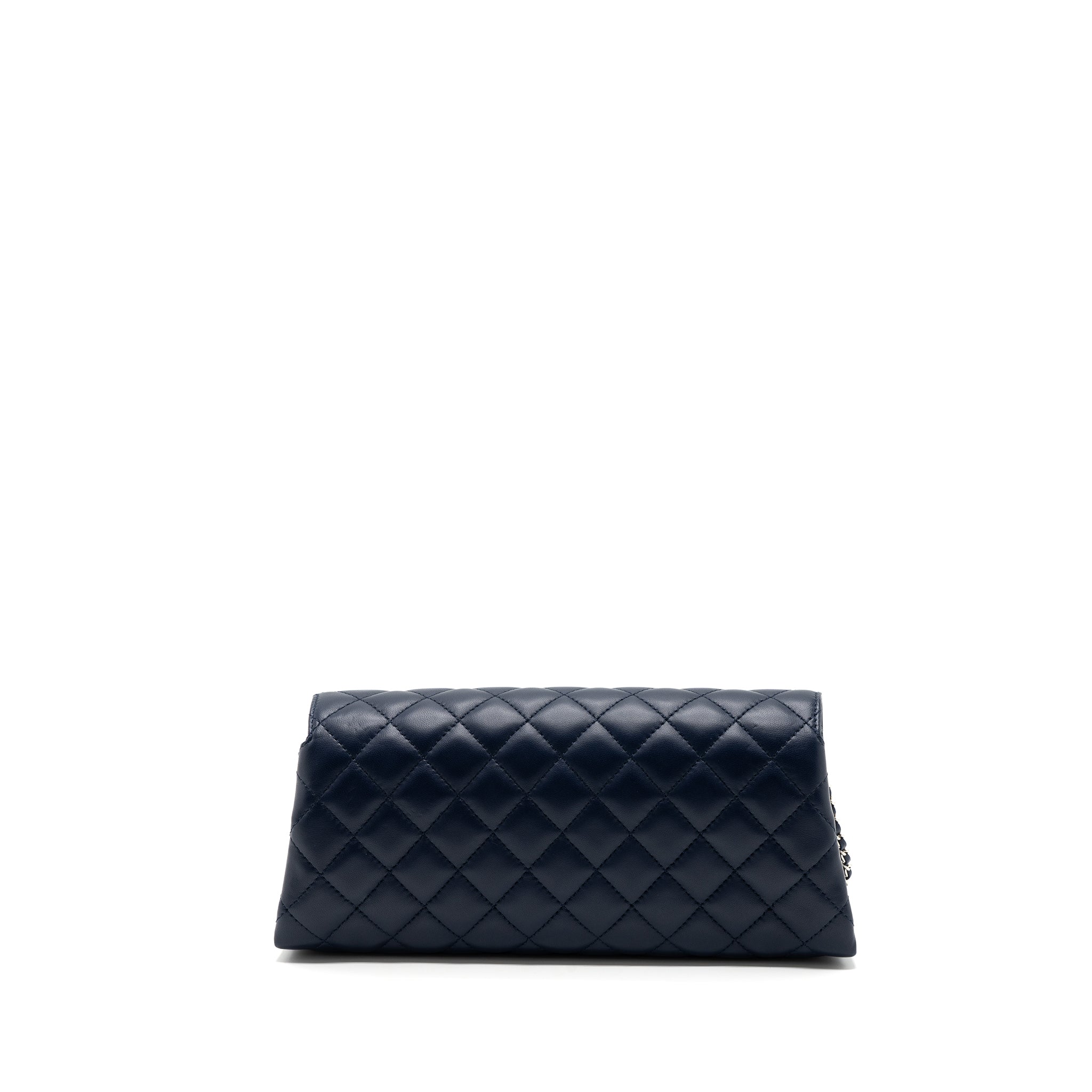 CHANEL QUILTED LONG FLAP BAG LAMBSKIN DARK BLUE SHW