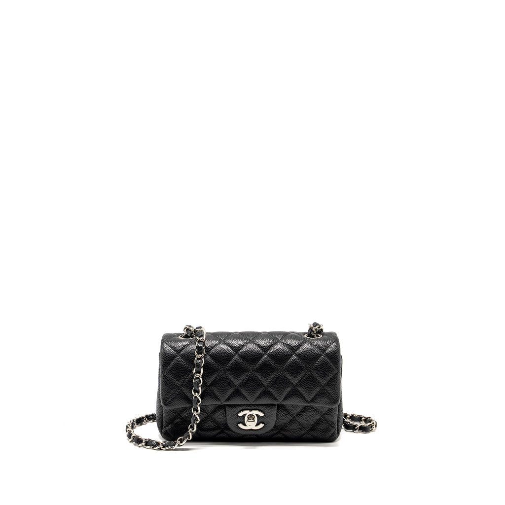 CHANEL MINI RECTANGULAR FLAP BAG CAVIAR BLACK SHW