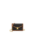 CELINE WALLET ON CHAIN MARGO TRIOMPHE CANVAS/CALFSKIN TAN GHW