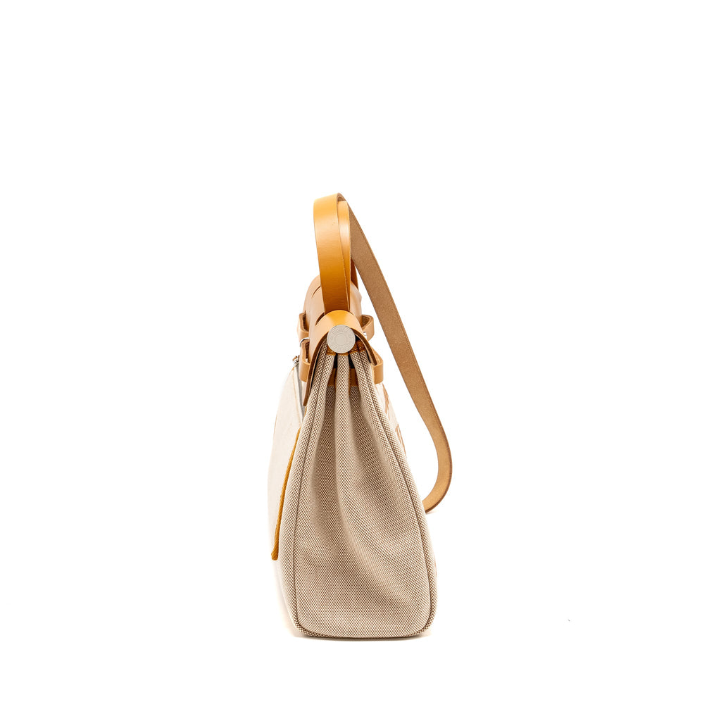 HERMES HERBAG ZIP 31 TOILE H EN RELIEF BRIDES GALA NAT SABLE/ECRU BEIGE SHW