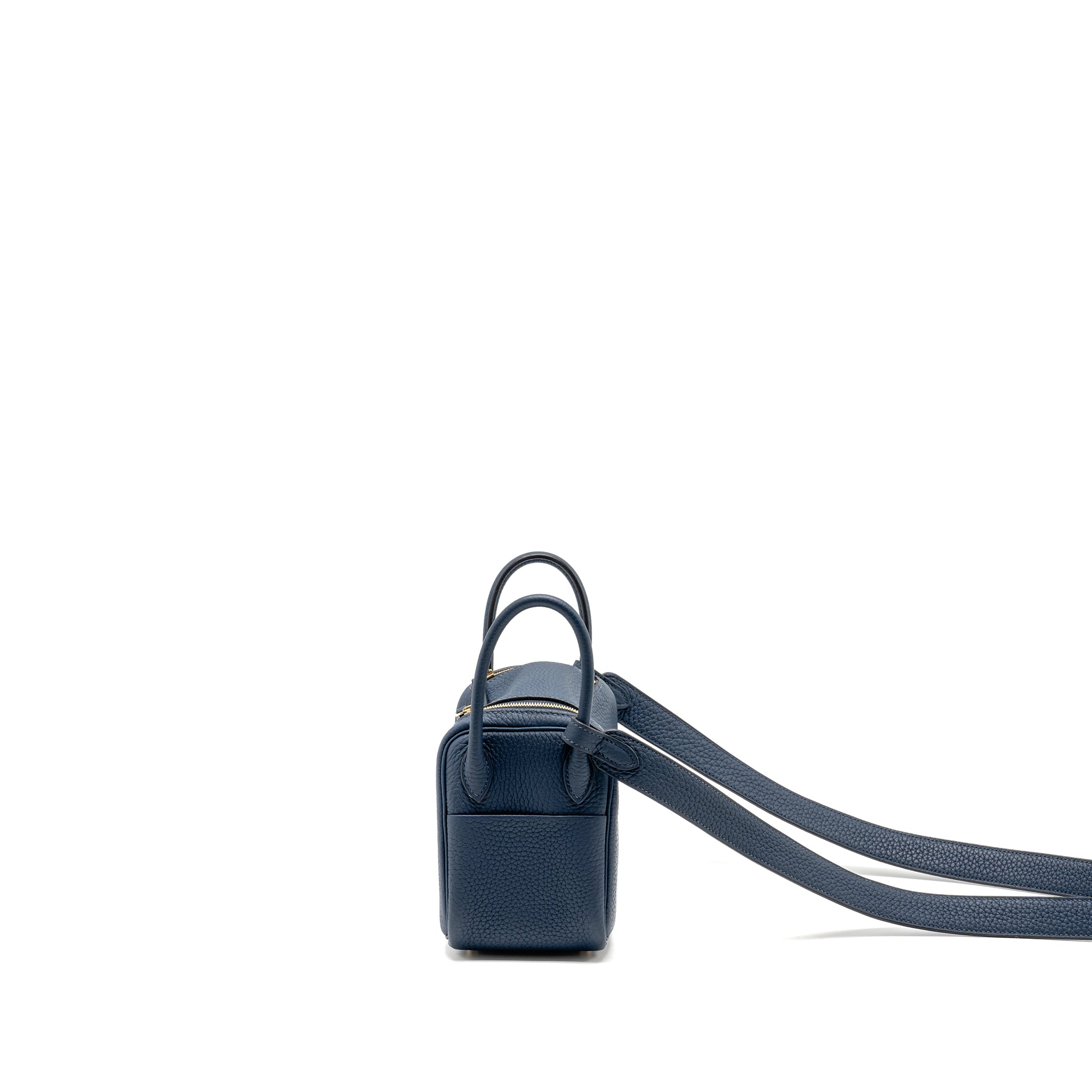 HERMES MINI LINDY CLEMENCE BLEU DE PRUSSE GHW