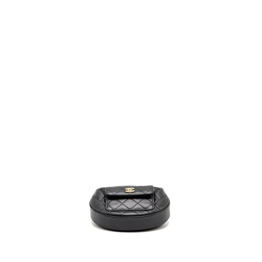 CHANEL 23B ROUND CLUTCH CAVIAR BLACK LGHW (MICROCHIP)